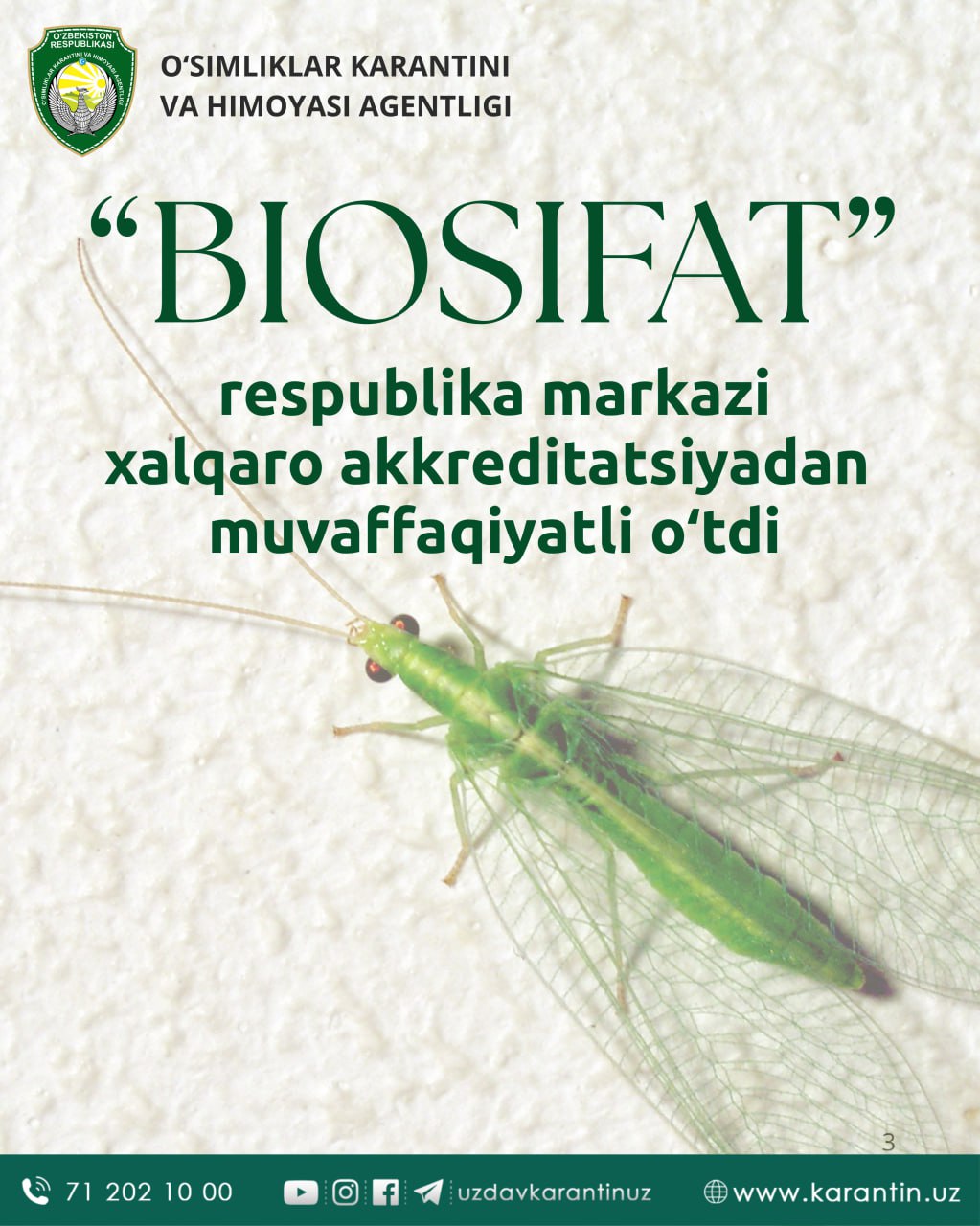 "Biosifat" respublika markazi xalqaro akkreditasiyadan o'tdi